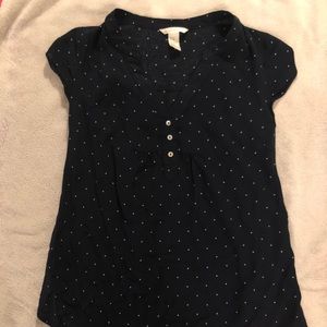H&M polka dot top navy size XS